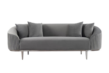 Luxury Lisbon Grey Velvet 3 Seater Sofa - Modern Design, Solid Wood Frame & Sequin Accents - UK Luxury Furniture